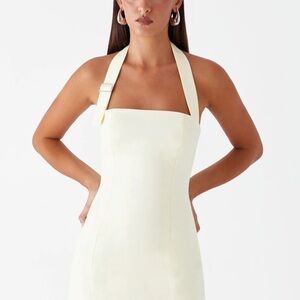 Elegant Cream Halter Dress